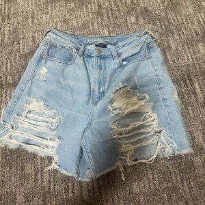 American Eagle Outfitters Light Blue Distressed Denim Shorts